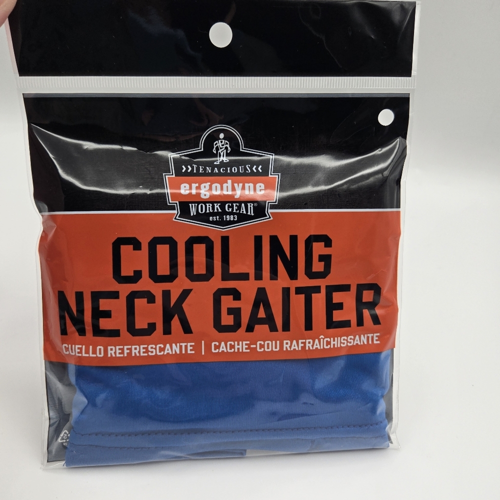 NEW Tenacious Egodyne Work Gear Blue Cooling Neck Gaiter Bandana Cut Size L/XL